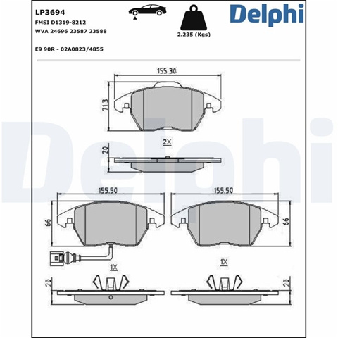 Set Placute Frana Delphi Skoda LP3694