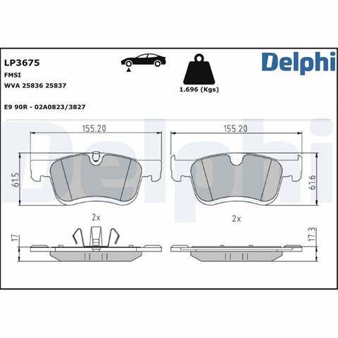 Set Placute Frana Delphi Vauxhall LP3675