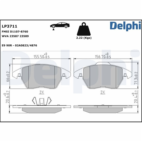 Set Placute Frana Delphi Vw LP3711