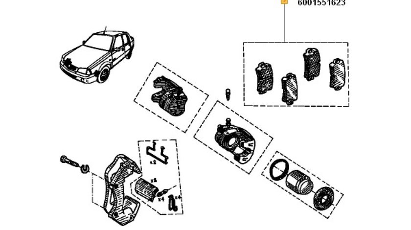 SET PLACUTE FRANA FATA DACIA 1304 1.9D RENAULT 6001551623 <br>