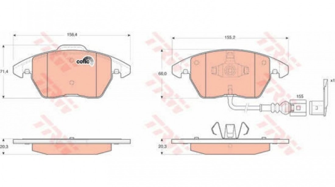 Set Placute Frana Fata Trw Volkswagen Beetle 2011→ GDB1550