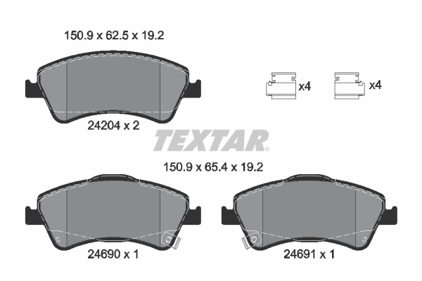 Set placute frana,frana disc (2420401 TEXTAR)