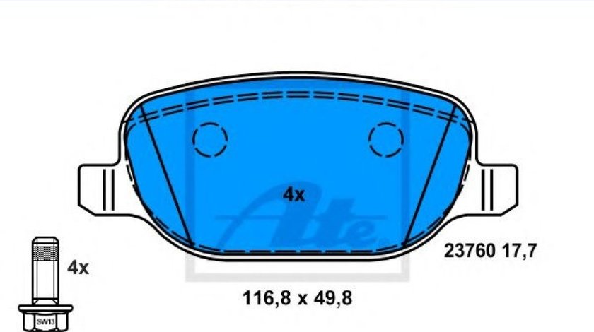 Set placute frana,frana disc ALFA ROMEO 159 (939) (2005 - 2011) ATE 13.0460-2707.2 piesa NOUA