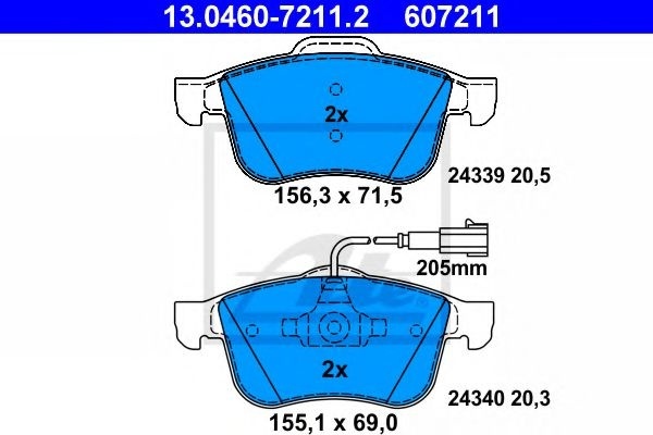 Set placute frana,frana disc ALFA ROMEO 159 Sportwagon (939) (2006 - 2011) ATE 13.0460-7211.2 piesa NOUA