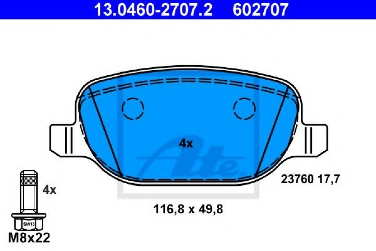 Set placute frana,frana disc ALFA ROMEO BRERA (939) (2006 - 2010) ATE 13.0460-2707.2 piesa NOUA
