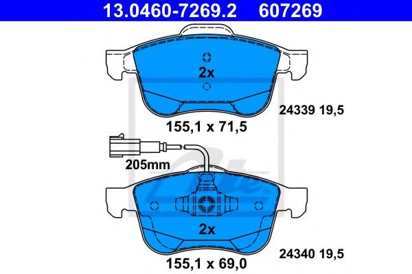 Set placute frana,frana disc ALFA ROMEO GIULIETTA (940) (2010 - 2016) ATE 13.0460-7269.2 piesa NOUA