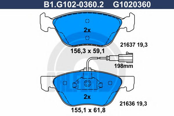 Set placute frana,frana disc ALFA ROMEO SPIDER (916_, 916S_) (1994 - 2005) GALFER B1.G102-0360.2 piesa NOUA