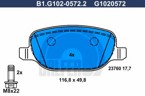 Set placute frana,frana disc ALFA ROMEO SPIDER (939_, 939) (2006 - 2010) GALFER B1.G102-0572.2 piesa...