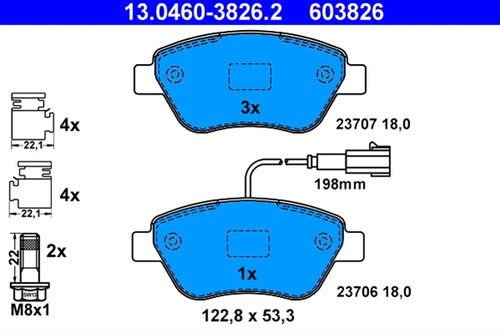 Set Placute Frana,frana Disc Ate Fiat 13.0460-3826.2
