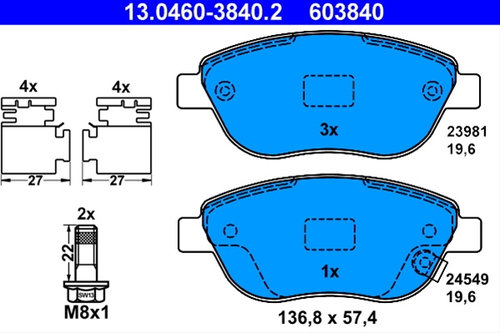 Set Placute Frana,frana Disc Ate Opel 13.0460-3840.2