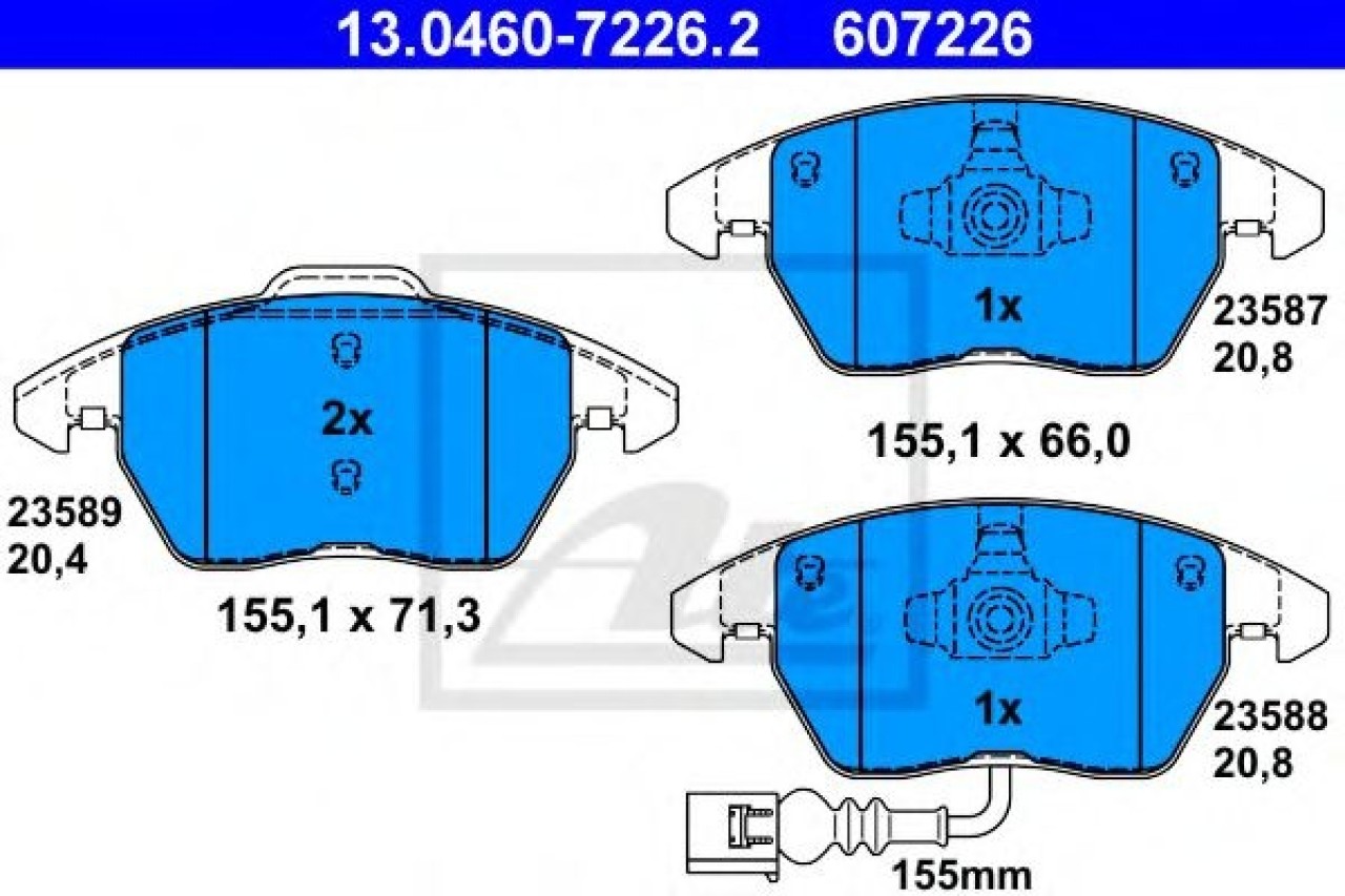Set placute frana,frana disc AUDI A1 Sportback (8XA, 8XF, 8XK) (2011 - 2016) ATE 13.0460-7226.2 piesa NOUA