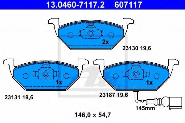 Set placute frana,frana disc AUDI A3 (8P1) (2003 - 2012) ATE 13.0460-7117.2 piesa NOUA