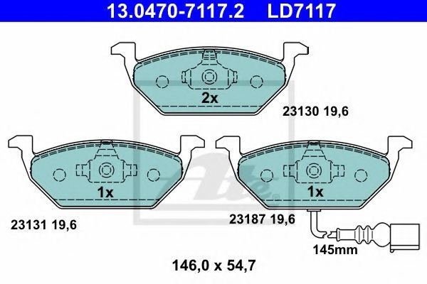 Set placute frana,frana disc AUDI A3 (8P1) (2003 - 2012) ATE 13.0470-7117.2 piesa NOUA