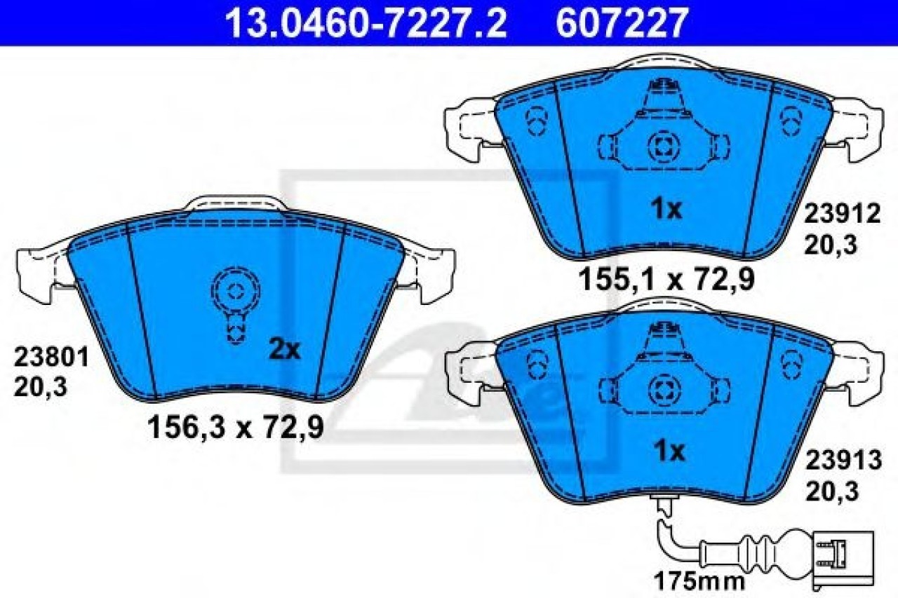 Set placute frana,frana disc AUDI A3 Sportback (8PA) (2004 - 2013) ATE 13.0460-7227.2 piesa NOUA