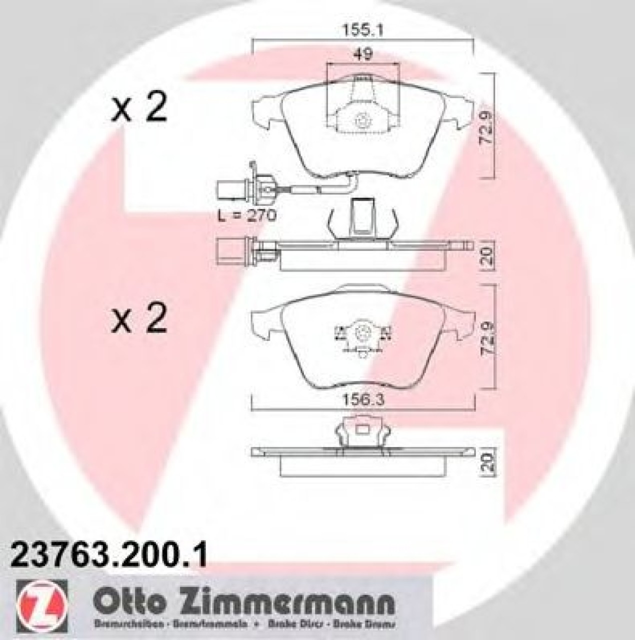 Set placute frana,frana disc AUDI A4 (8D2, B5) (1994 - 2001) ZIMMERMANN 23763.200.1 piesa NOUA