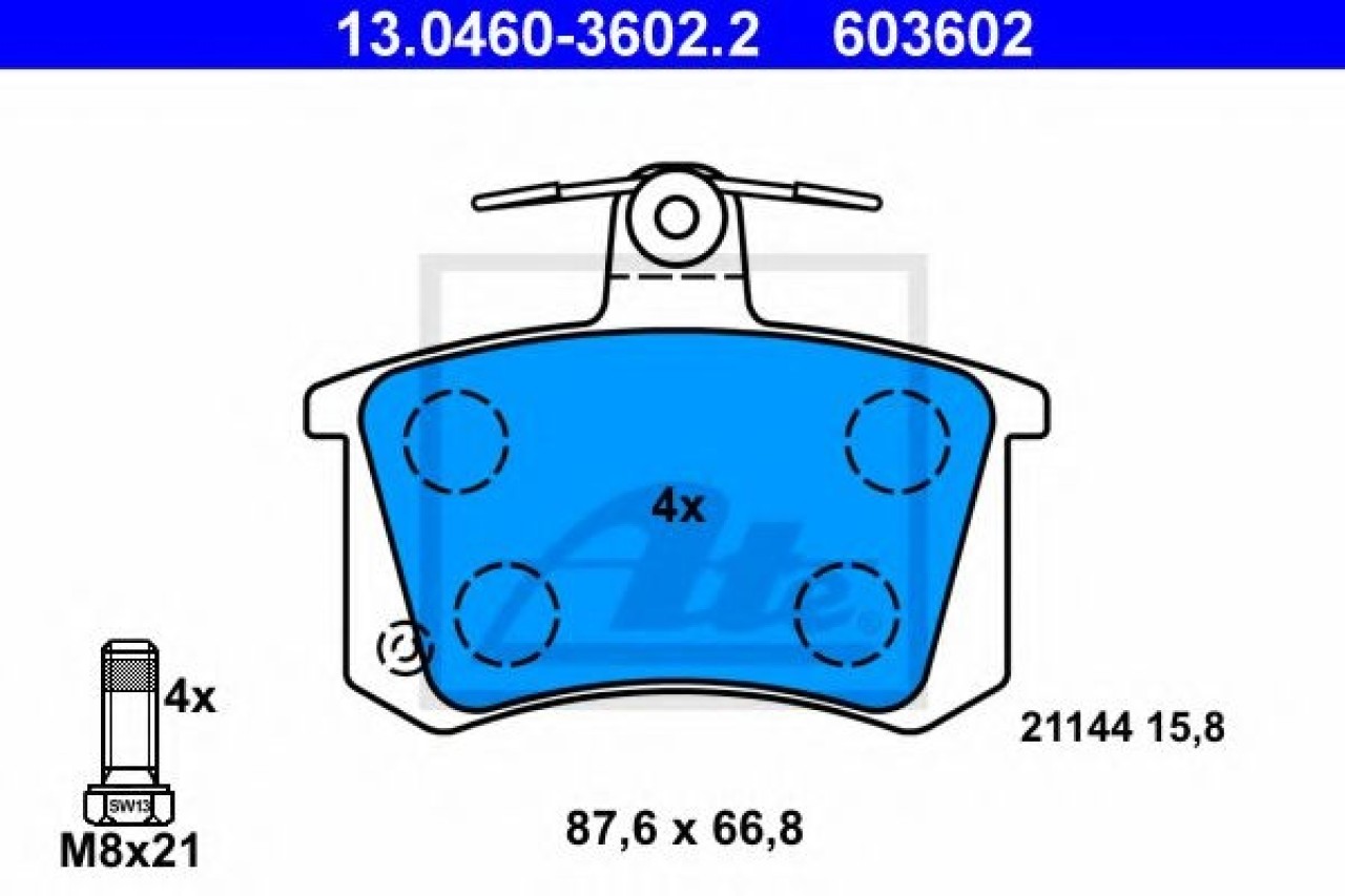 Set placute frana,frana disc AUDI A4 (8D2, B5) (1994 - 2001) ATE 13.0460-3602.2 piesa NOUA