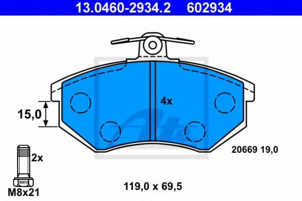 Set placute frana,frana disc AUDI A4 (8D2, B5) (1994 - 2001) ATE 13.0460-2934.2 piesa NOUA