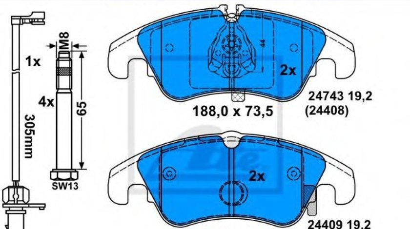 Set placute frana,frana disc AUDI A4 (8K2, B8) (2007 - 2015) ATE 13.0460-2746.2 piesa NOUA