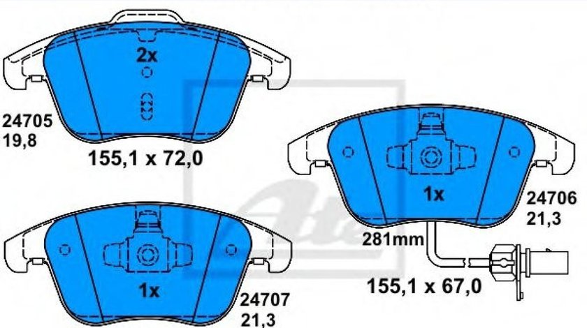 Set placute frana,frana disc AUDI A4 (8K2, B8) (2007 - 2015) ATE 13.0460-7256.2 piesa NOUA