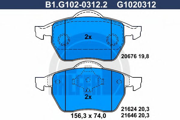 Set placute frana,frana disc AUDI A4 Avant (8D5, B5) (1994 - 2001) GALFER B1.G102-0312.2 piesa NOUA
