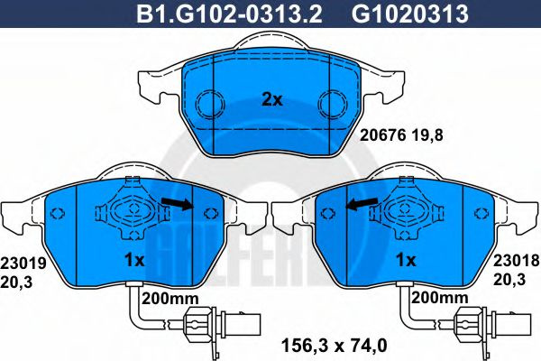 Set placute frana,frana disc AUDI A4 Avant (8D5, B5) (1994 - 2001) GALFER B1.G102-0313.2 piesa NOUA
