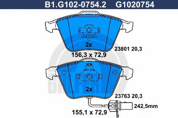 Set placute frana,frana disc AUDI A4 Avant (8E5, B6) (2001 - 2004) GALFER B1.G102-0754.2 piesa NOUA