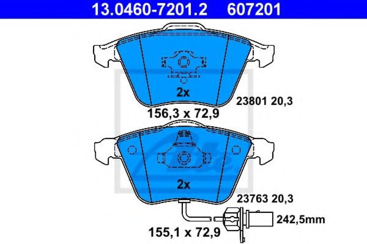 Set placute frana,frana disc AUDI A4 Avant (8E5, B6) (2001 - 2004) ATE 13.0460-7201.2 piesa NOUA
