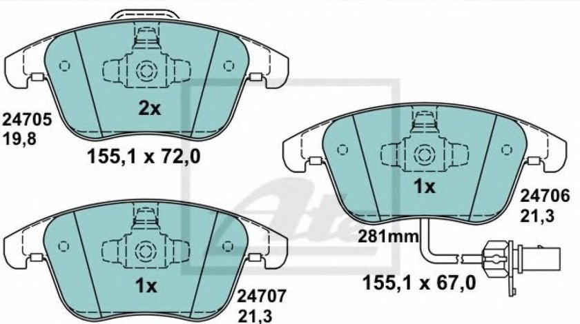 Set placute frana,frana disc AUDI A4 Avant (8K5, B8) (2007 - 2015) ATE 13.0470-7256.2 piesa NOUA