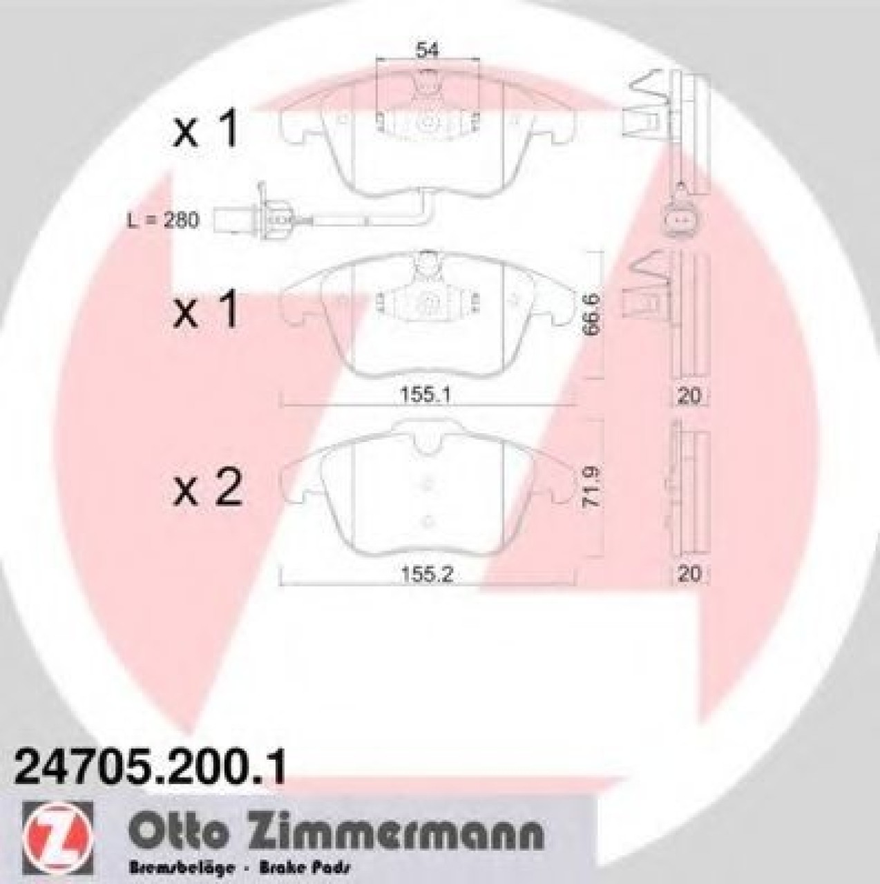 Set placute frana,frana disc AUDI A4 Avant (8K5, B8) (2007 - 2015) ZIMMERMANN 24705.200.1 piesa NOUA
