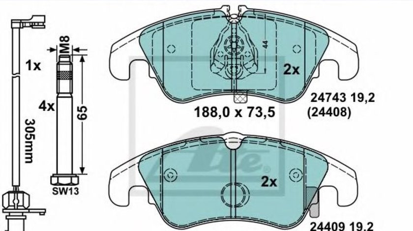 Set placute frana,frana disc AUDI A5 Cabriolet (8F7) (2009 - 2016) ATE 13.0470-2746.2 produs NOU