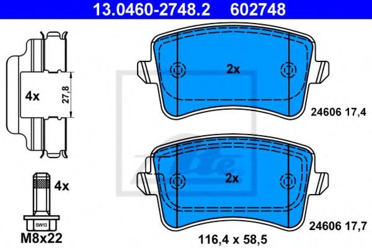 Set placute frana,frana disc AUDI A5 Sportback (8TA) (2009 - 2016) ATE 13.0460-2748.2 piesa NOUA