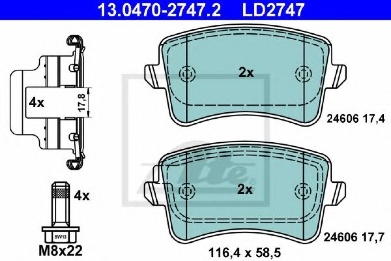 Set placute frana,frana disc AUDI A5 Sportback (8TA) (2009 - 2016) ATE 13.0470-2747.2 piesa NOUA
