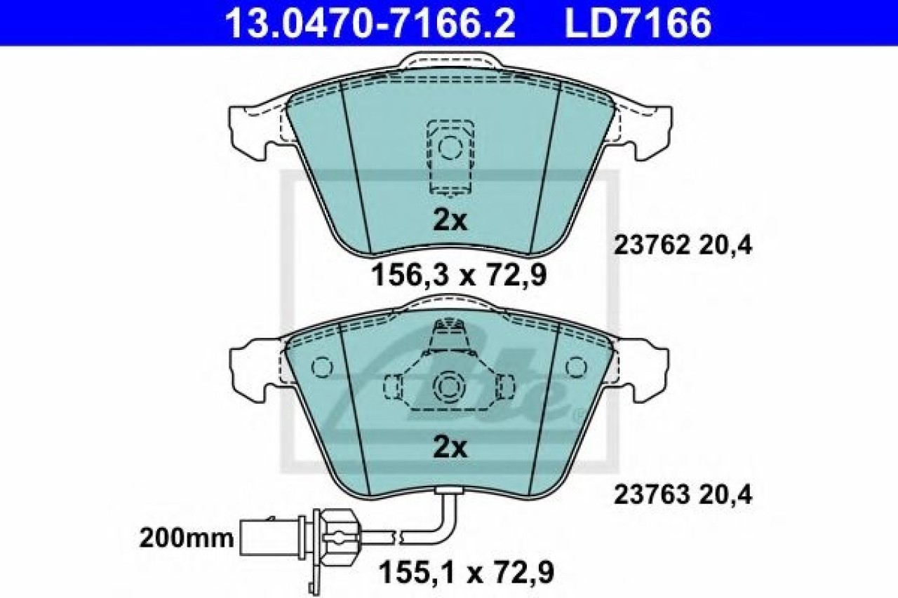 Set placute frana,frana disc AUDI A6 (4B2, C5) (1997 - 2005) ATE 13.0470-7166.2 piesa NOUA