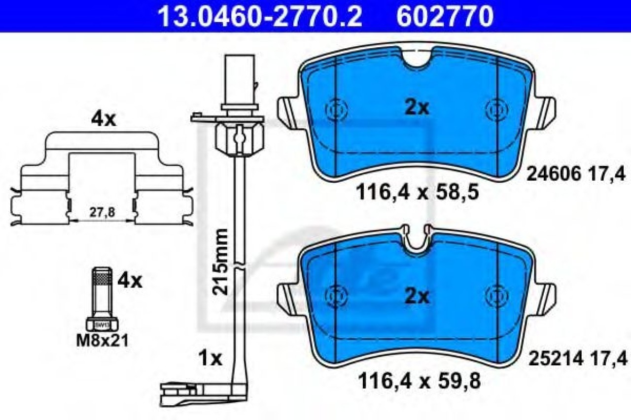 Set placute frana,frana disc AUDI A6 (4G2, C7, 4GC) (2010 - 2016) ATE 13.0460-2770.2 piesa NOUA
