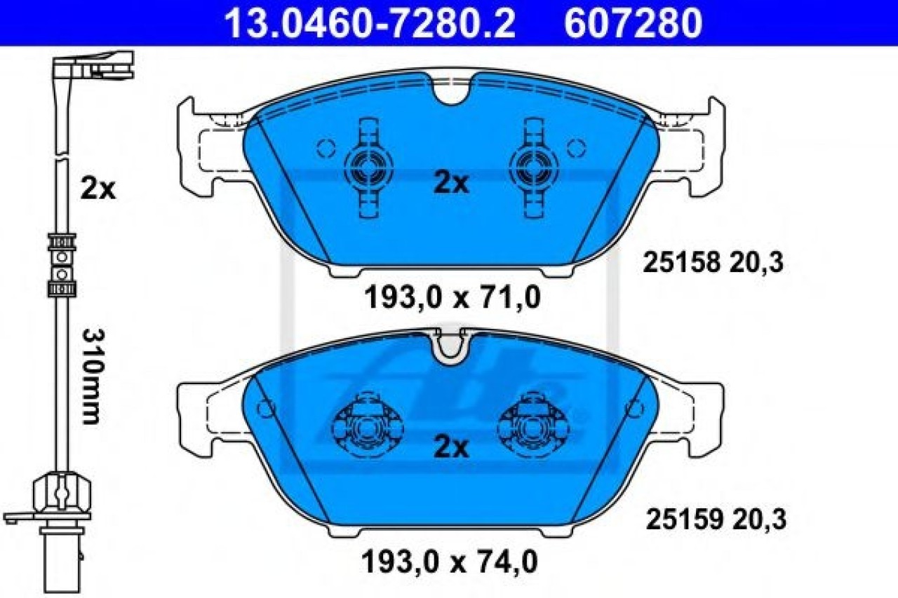 Set placute frana,frana disc AUDI A6 (4G2, C7, 4GC) (2010 - 2016) ATE 13.0460-7280.2 piesa NOUA