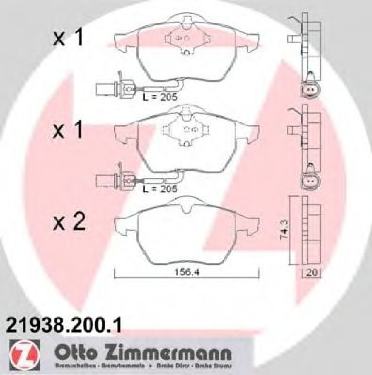 Set placute frana,frana disc AUDI A6 Avant (4B5, C5) (1997 - 2005) ZIMMERMANN 21938.200.1 piesa NOUA