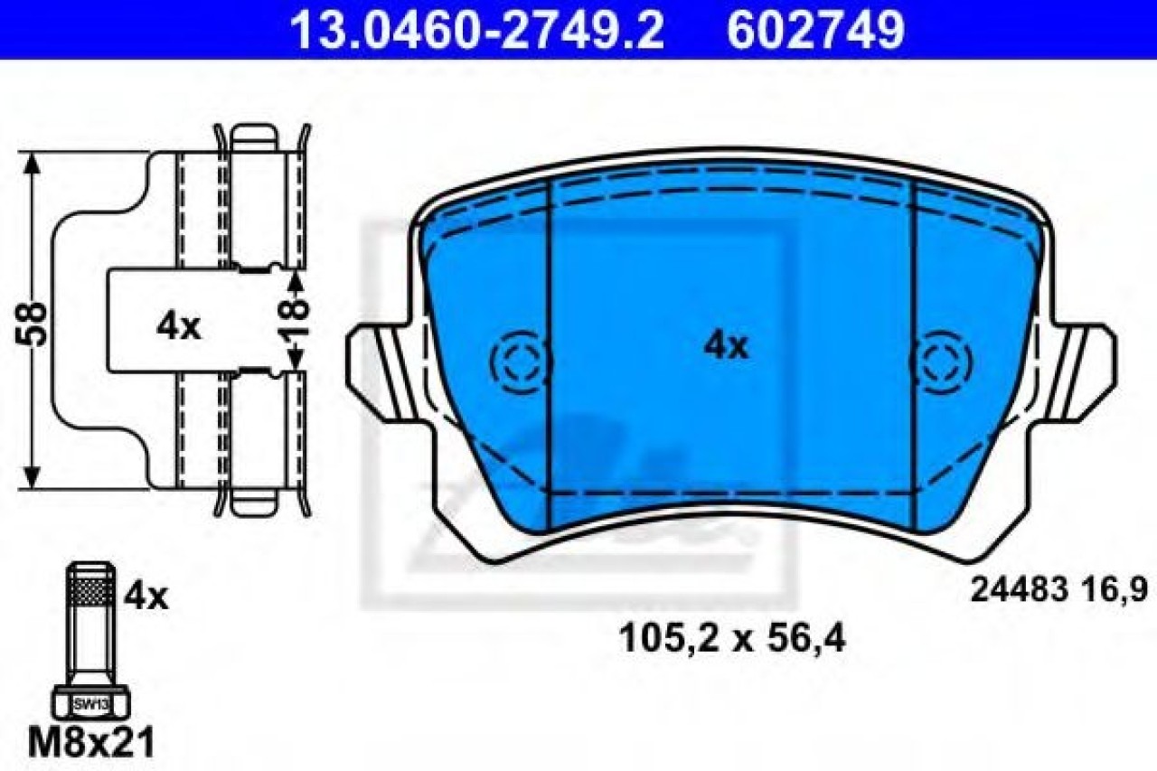 Set placute frana,frana disc AUDI A6 Avant (4F5, C6) (2005 - 2011) ATE 13.0460-2749.2 piesa NOUA