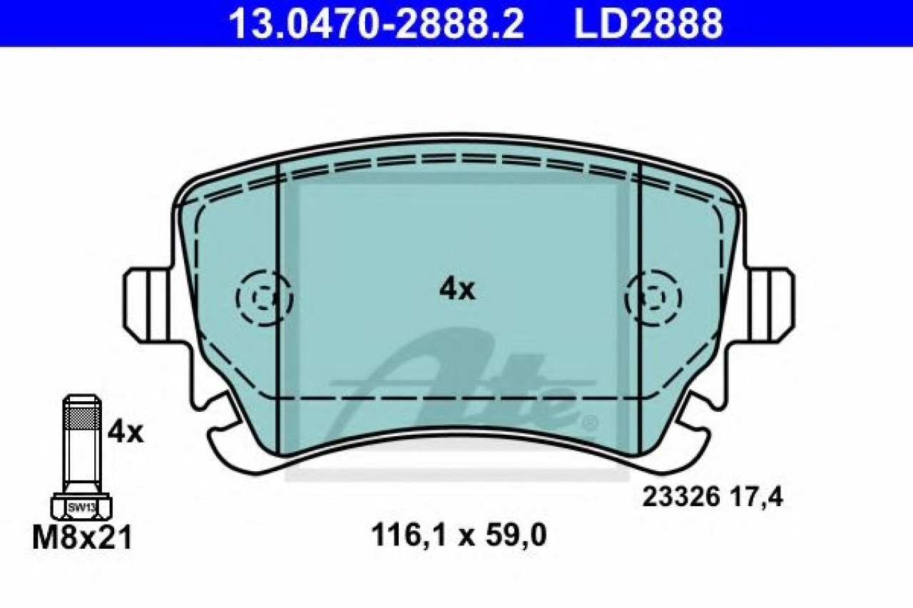 Set placute frana,frana disc AUDI A6 Avant (4F5, C6) (2005 - 2011) ATE 13.0470-2888.2 piesa NOUA