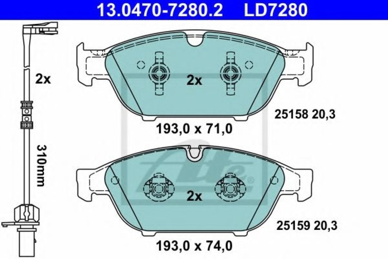 Set placute frana,frana disc AUDI A6 Avant (4G5, C7, 4GD) (2011 - 2016) ATE 13.0470-7280.2 piesa NOUA