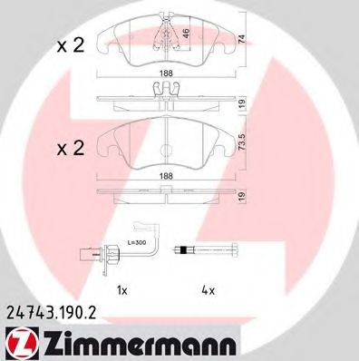 Set placute frana,frana disc AUDI A7 Sportback (4GA, 4GF) (2010 - 2016) ZIMMERMANN 24743.190.2 piesa...