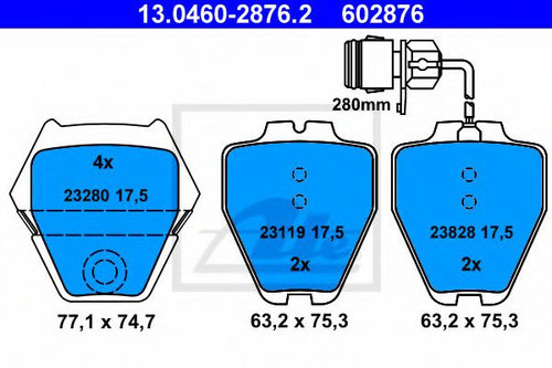 Set placute frana,frana disc AUDI A8 (4D2, 4D8) (1994 - 2002) ATE 13.0460-2876.2 piesa NOUA