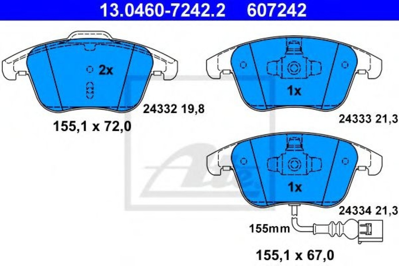 Set placute frana,frana disc AUDI Q3 (8U) (2011 - 2016) ATE 13.0460-7242.2 piesa NOUA