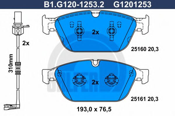 Set placute frana,frana disc AUDI Q5 (8R) (2008 - 2016) GALFER B1.G120-1253.2 piesa NOUA