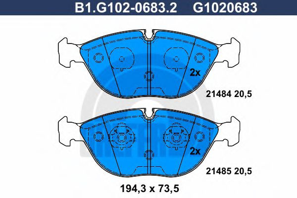 Set placute frana,frana disc AUDI TT (8N3) (1998 - 2006) GALFER B1.G102-0683.2 piesa NOUA