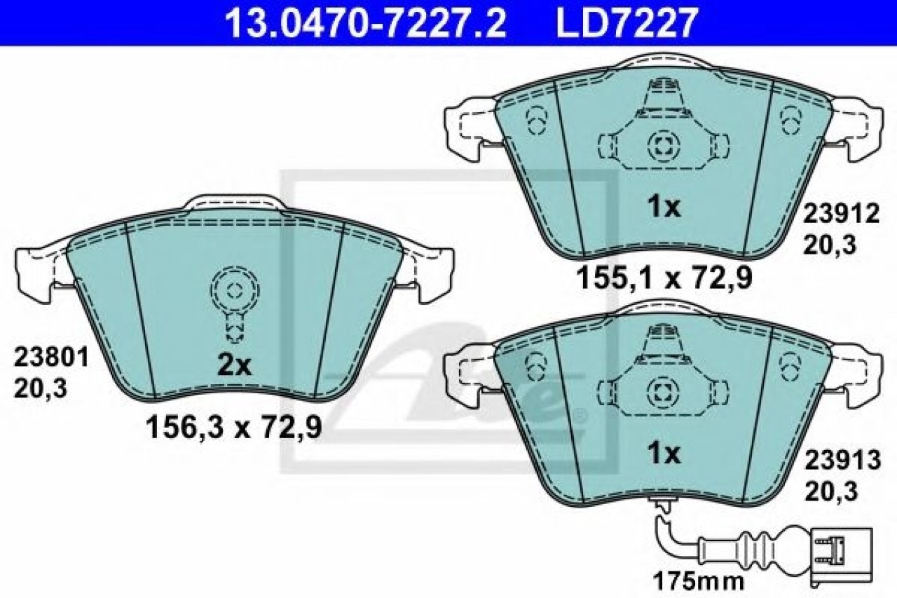 Set placute frana,frana disc AUDI TT Roadster (8J9) (2007 - 2014) ATE 13.0470-7227.2 piesa NOUA