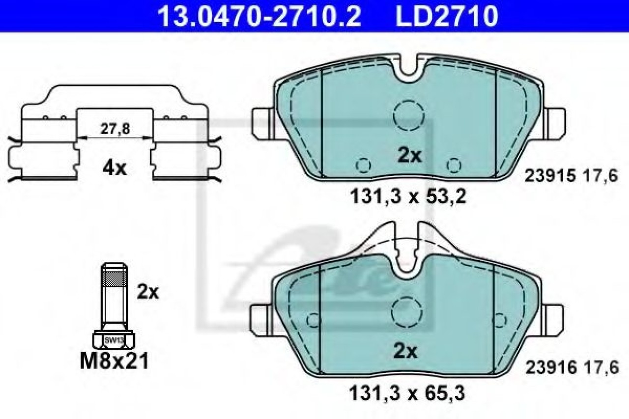 Set placute frana,frana disc BMW Seria 1 (E81) (2006 - 2012) ATE 13.0470-2710.2 piesa NOUA