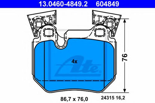 Set placute frana,frana disc BMW Seria 1 Cabriolet (E88) (2008 - 2013) ATE 13.0460-4849.2 piesa NOUA
