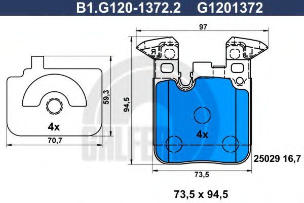 Set placute frana,frana disc BMW Seria 2 Cupe (F22, F87) (2013 - 2016) GALFER B1.G120-1372.2 piesa NOUA