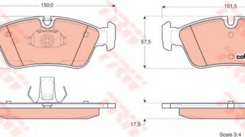 Set placute frana,frana disc BMW Seria 3 Cupe (E36) (1992 - 1999) TRW GDB1348 piesa NOUA