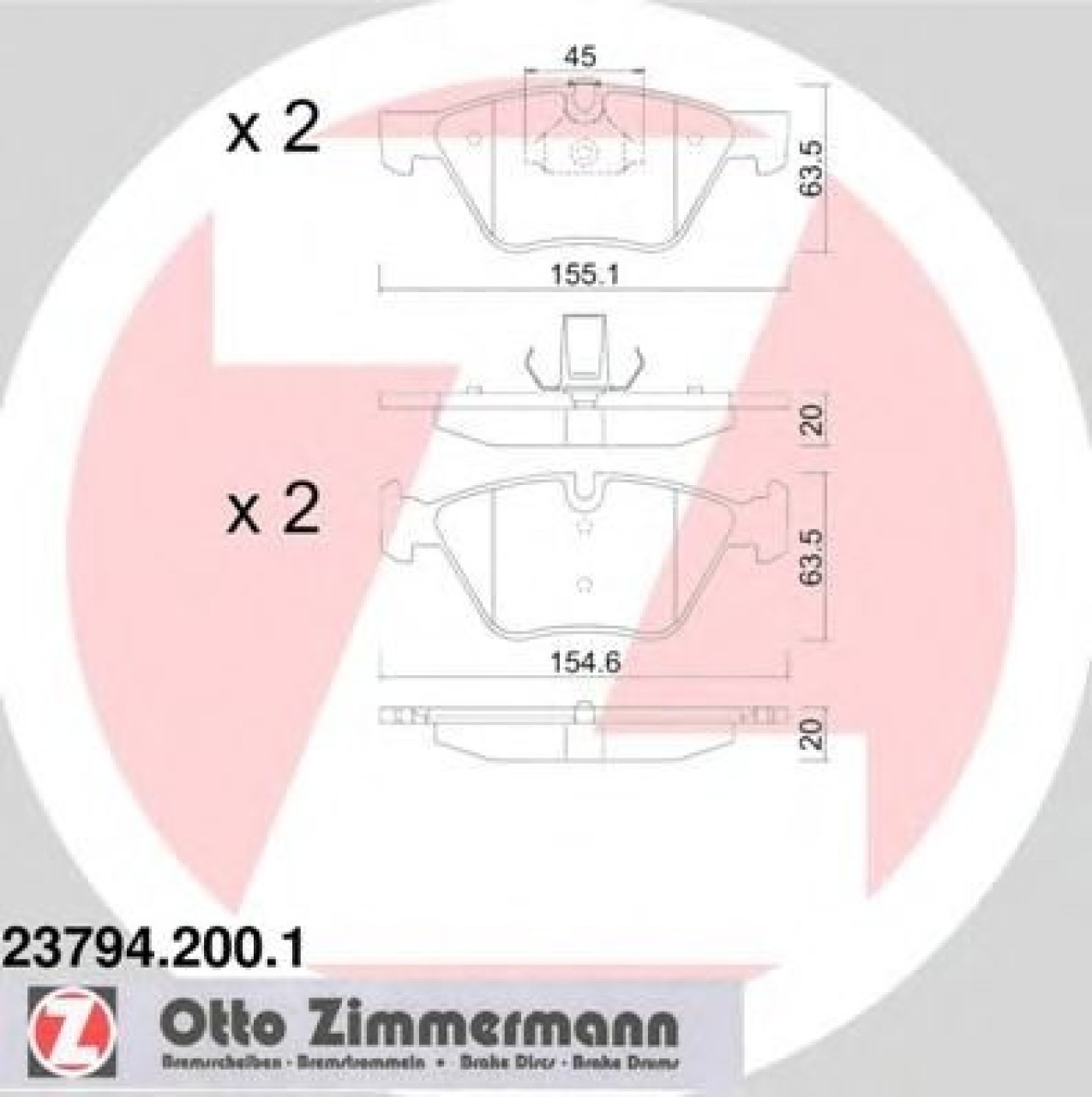 Set placute frana,frana disc BMW Seria 3 Touring (E91) (2005 - 2012) ZIMMERMANN 23794.200.1 piesa NOUA